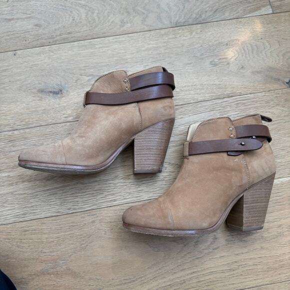 Rag & Bone Harrow Suede Ankle Boots Block Heel Camel EU 38/ 8 US - Picture 13 of 15
